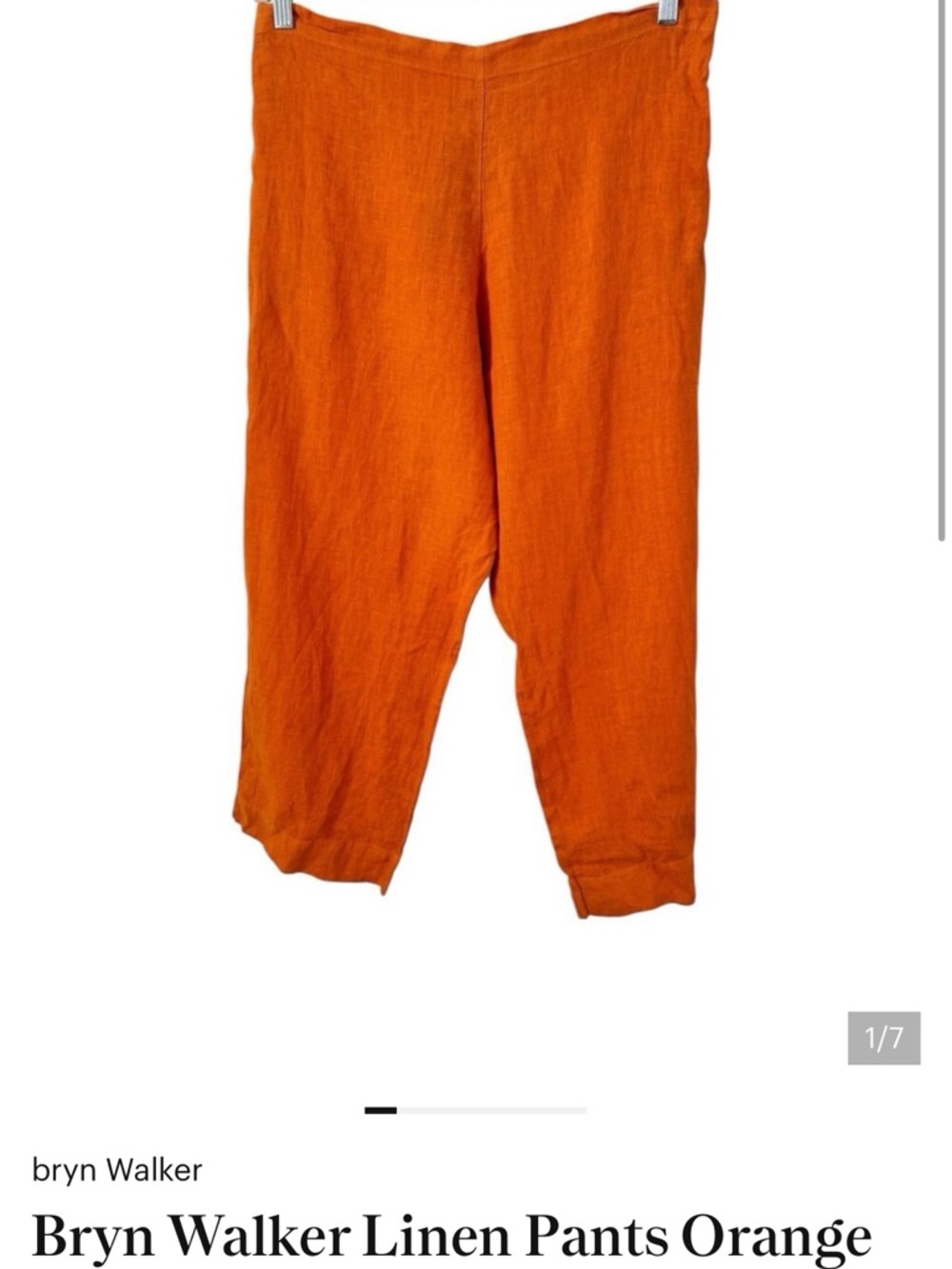 bryn Walker Orange Linen Casual Pants